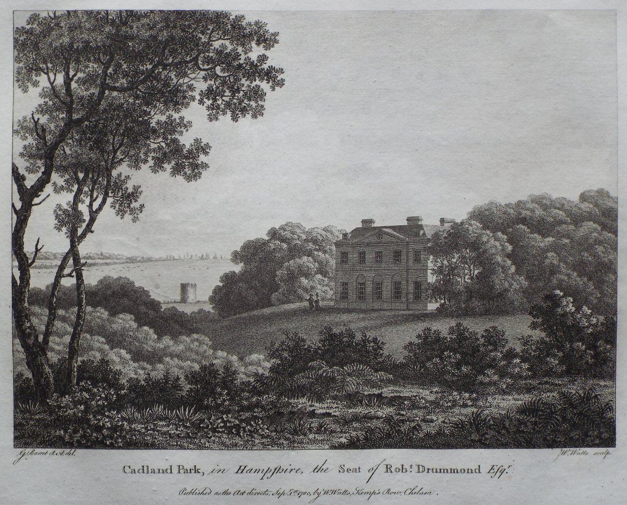 Print - Cadland Park, in Hampshire, the Seat of Robt. Drummond Esqr. - Watts
